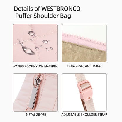 light-root Colour Trendy Nylon Puffer Shoulder Bag for Women - Lightweight Large Capacity Underarm Tote V888-ELOSUNG33419