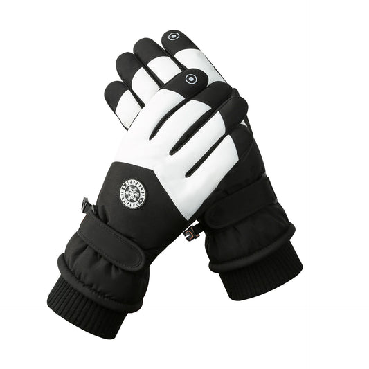 Women's Black-white Color Combination Top-Rated Waterproof Touchscreen Ski Gloves - Fleece-Lined for Men & V888-ELOSUNG33433