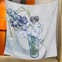 Carnations Elegant Artistry Shawl - Large 130cm Square Scarf with Oil Painting Print & Hand-Rolled Hem V888-ELOSUNG33436