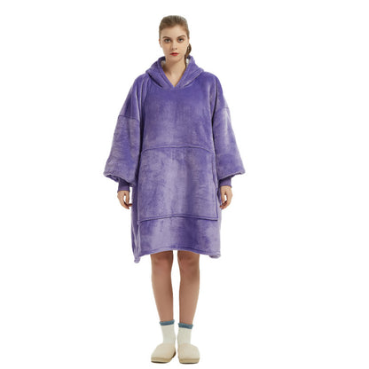 Purple Oversized Wearable Blanket Hoodie - Ultra Soft & Cozy Snuggle Pullover for Adults V888-ELOSUNG33443