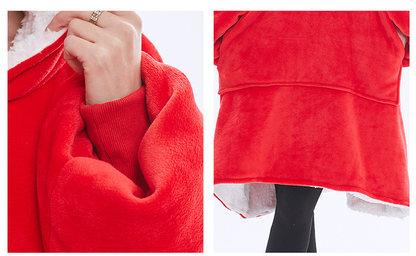 White Oversized Wearable Blanket Hoodie - Ultra Soft & Cozy Snuggle Pullover for Adults V888-ELOSUNG33445