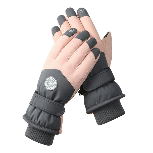 Women's Dark Grey-pink Color Combination Top-Rated Waterproof Touchscreen Ski Gloves - Fleece-Lined for Men & V888-ELOSUNG33467
