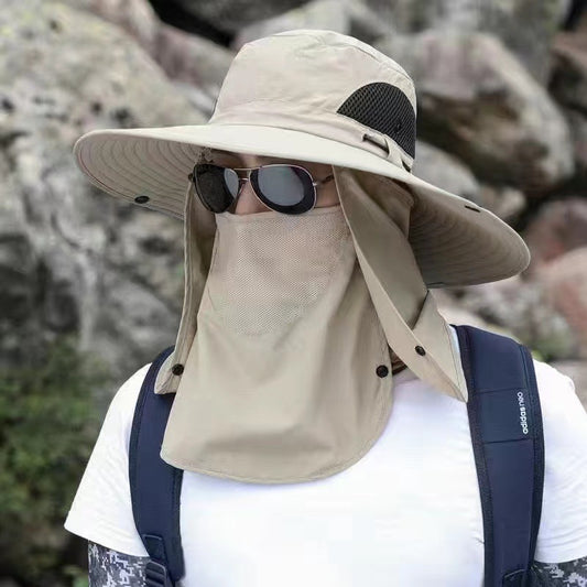Beige Outdoor Sun Protection Hat with Detachable Face and Neck Flap - UPF 50+ V888-ELOSUNG33483