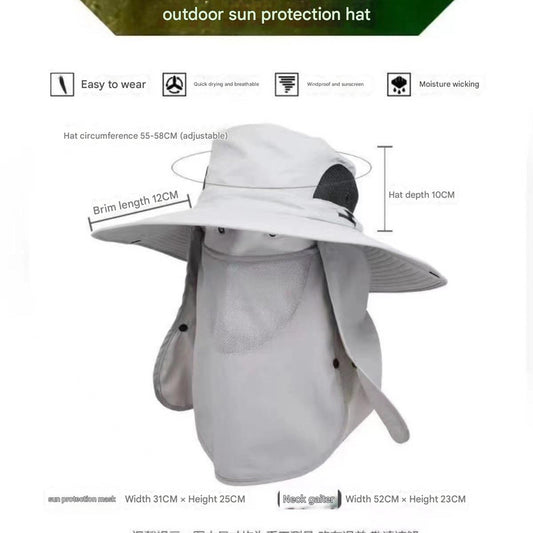 Dark Green Camouflage Outdoor Sun Protection Hat with Detachable Face and Neck Flap - UPF 50+ V888-ELOSUNG33484