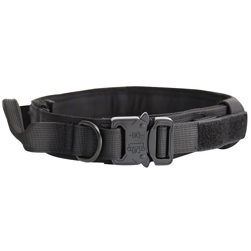 L Black Tactical Dog Collar - Heavy Duty Nylon Pet Collar for Medium & Large Dogs, Adjustable (3.8cm Width) V888-ELOSUNG33490
