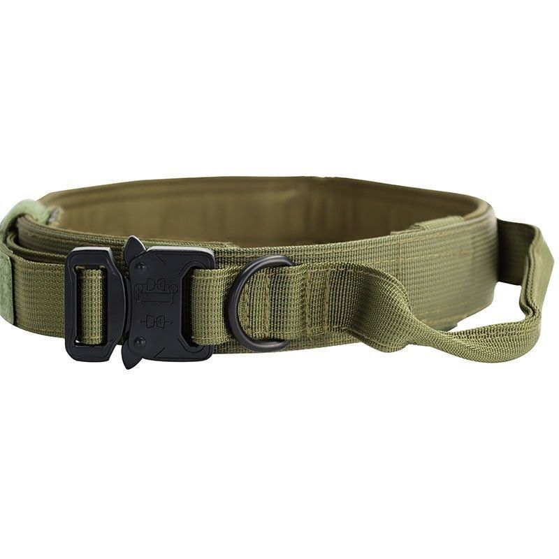 L Green Tactical Dog Collar - Heavy Duty Nylon Pet Collar for Medium & Large Dogs, Adjustable (3.8cm Width) V888-ELOSUNG33496