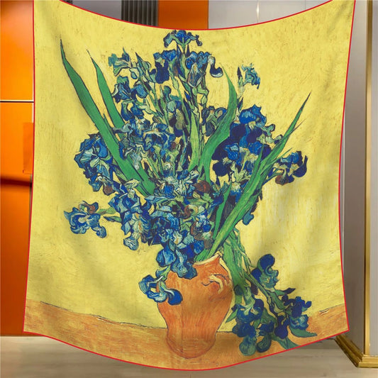 Warblers in a Bottle Elegant Artistry Shawl - Large 130cm Square Scarf with Oil Painting Print & Hand-Rolled V888-ELOSUNG33501