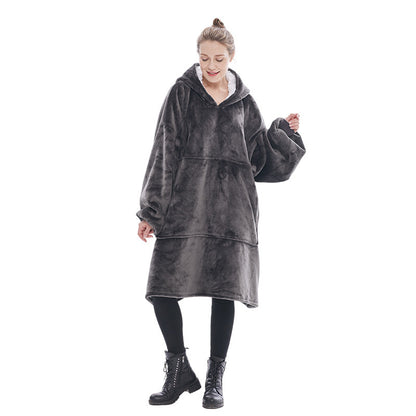 Dark Grey Oversized Wearable Blanket Hoodie - Ultra Soft & Cozy Snuggle Pullover for Adults V888-ELOSUNG33508