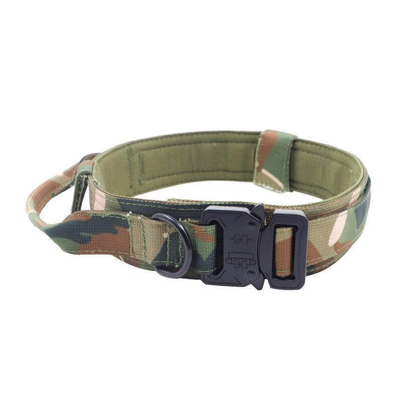 XL Camouflage Tactical Dog Collar - Heavy Duty Nylon Pet Collar for Medium & Large Dogs, Adjustable (3.8cm V888-ELOSUNG33527