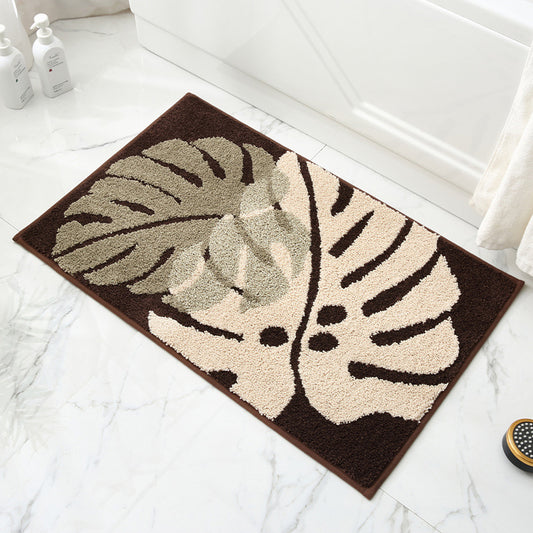 Leaves Fall in Autumn - Brown Jacquard Bathroom Mat - Super Absorbent Non-Slip Rug (40x60cm), Toilet Floor V888-ELOSUNG33531