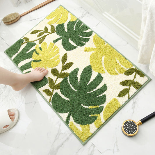 Tropical Rain Forest Jacquard Bathroom Mat - Super Absorbent Non-Slip Rug (40x60cm), Toilet Floor Mat for V888-ELOSUNG33533