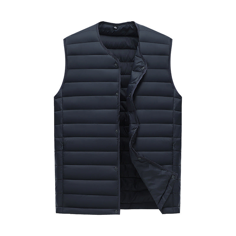 XXL Navy Blue Men's Lightweight Quilted Puffer Vest - Ideal Sleeveless Jacket for Winter Layering V888-ELOSUNG33580
