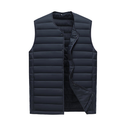 XXL Navy Blue Men's Lightweight Quilted Puffer Vest - Ideal Sleeveless Jacket for Winter Layering V888-ELOSUNG33580