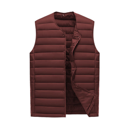 M Wine Red Men's Lightweight Quilted Puffer Vest - Ideal Sleeveless Jacket for Winter Layering V888-ELOSUNG33584