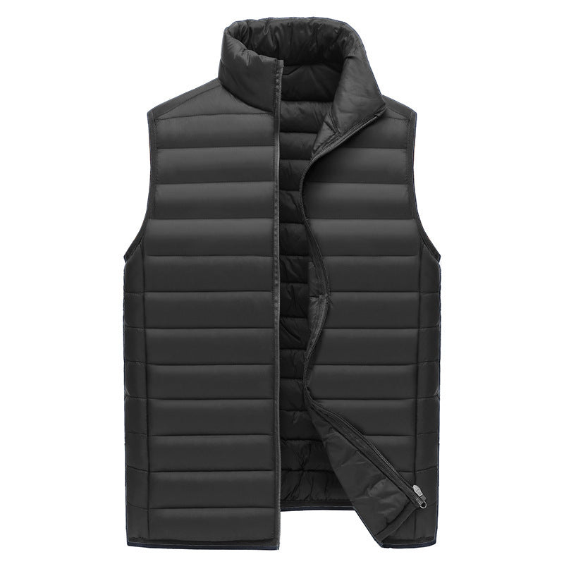 S Black Men's Lightweight Puffer Vest - Stand Collar Quilted Sleeveless Jacket for Winter V888-ELOSUNG33600