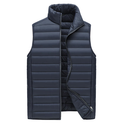 S Navy Blue Men's Lightweight Puffer Vest - Stand Collar Quilted Sleeveless Jacket for Winter V888-ELOSUNG33621