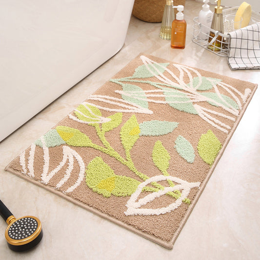 Brown Green Leaves Bathroom Mat - Super Absorbent Non-Slip Rug (40x60cm), Toilet Floor Mat for V888-ELOSUNG33639