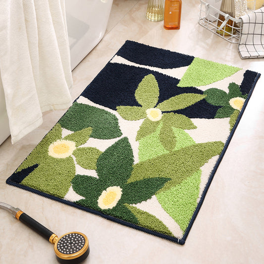 Green Pattern Bathroom Mat - Super Absorbent Non-Slip Rug (40x60cm), Toilet Floor Mat for V888-ELOSUNG33641