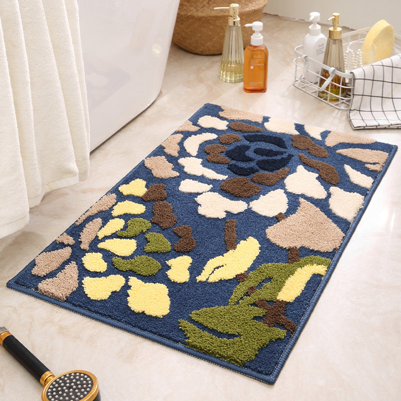Blue Pattern Bathroom Mat - Super Absorbent Non-Slip Rug (40x60cm), Toilet Floor Mat for V888-ELOSUNG33642