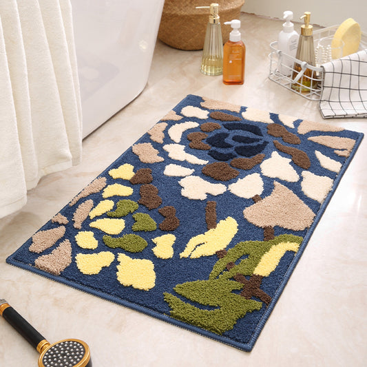 Blue Pattern Bathroom Mat - Super Absorbent Non-Slip Rug (40x60cm), Toilet Floor Mat for V888-ELOSUNG33642