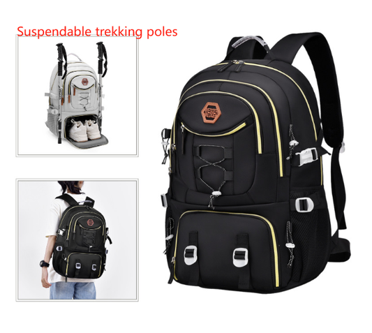 Black Stylish Large Capacity Backpack - Water-Resistant Oxford Rucksack for Travel, School & Daily Use V888-ELOSUNG33666