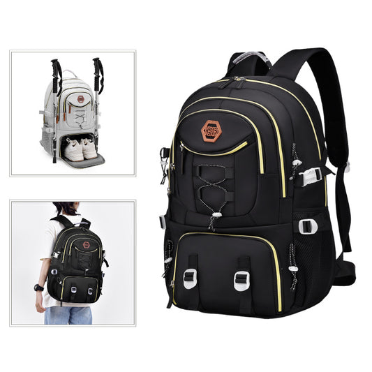 Black Stylish Large Capacity Backpack - Water-Resistant Oxford Rucksack for Travel, School & Daily Use V888-ELOSUNG33666