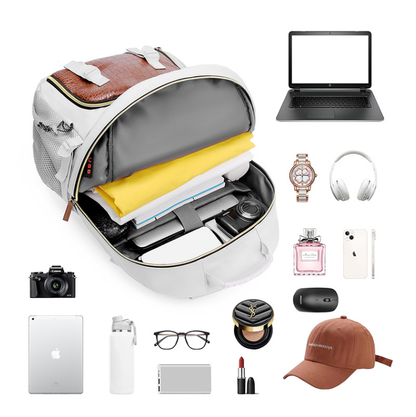 White Stylish Large Capacity Backpack - Water-Resistant Oxford Rucksack for Travel, School & Daily Use V888-ELOSUNG33667