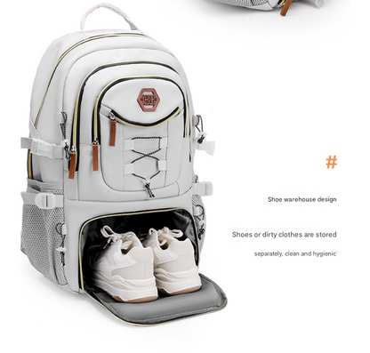 White Stylish Large Capacity Backpack - Water-Resistant Oxford Rucksack for Travel, School & Daily Use V888-ELOSUNG33667