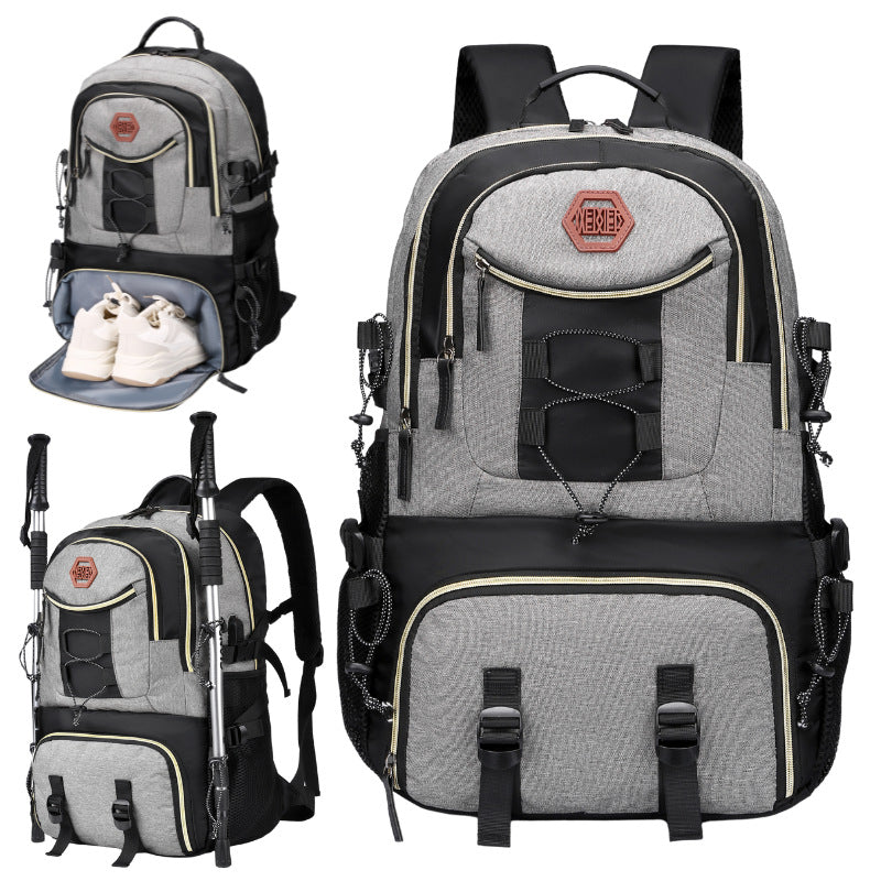Dark Grey Stylish Large Capacity Backpack - Water-Resistant Oxford Rucksack for Travel, School & Daily Use V888-ELOSUNG33669