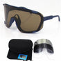 Dark Blue Frame Tea Chips Oversized Shield Cycling Sunglasses - Wide Vision UV400 Sports Eyewear for Road & V888-ELOSUNG33683
