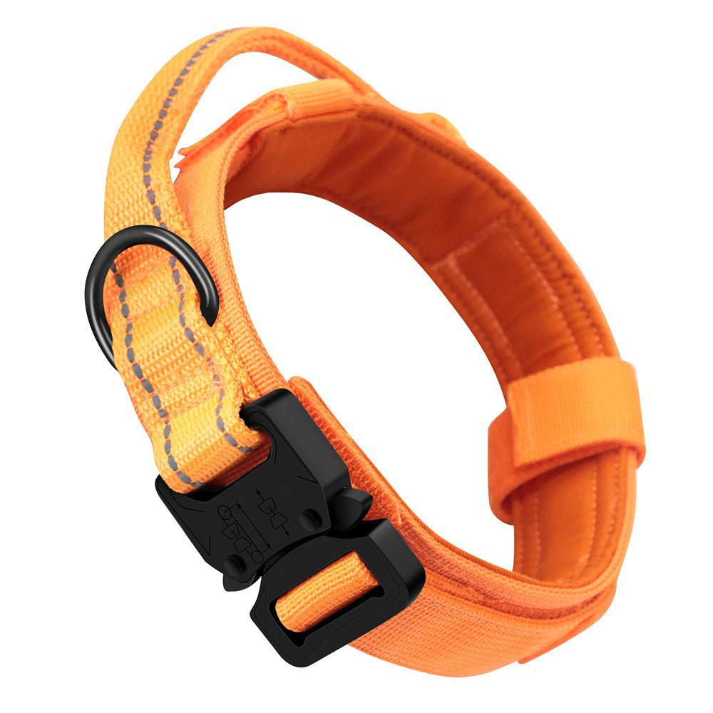 M Orange Tactical Dog Collar - Heavy Duty Nylon Pet Collar for Medium & Large Dogs, Adjustable (3.8cm Width) V888-ELOSUNG33686