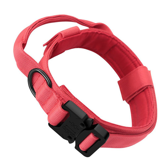 XL Red Tactical Dog Collar - Heavy Duty Nylon Pet Collar for Medium & Large Dogs, Adjustable (3.8cm Width) V888-ELOSUNG33691
