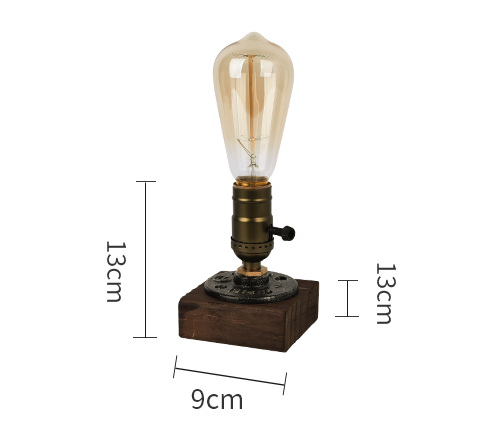 Rustic Industrial Table Lamp Vintage Wooden Base Accent Light V888-ELOSUNG33692