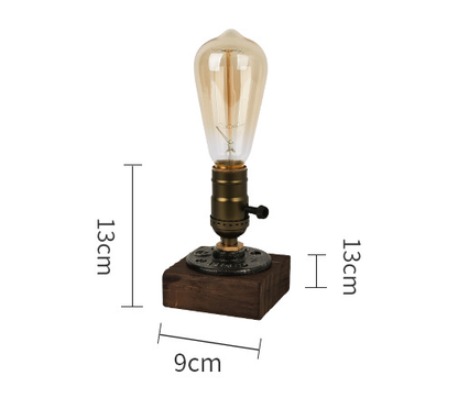 Rustic Industrial Table Lamp Vintage Wooden Base Accent Light V888-ELOSUNG33692