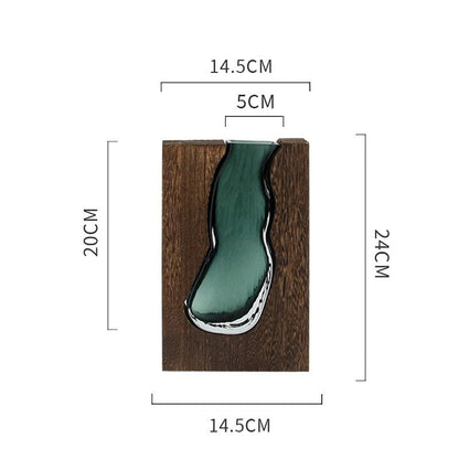 Modern Sculptural Wood and Glass Vase for Home Decor V888-ELOSUNG33693