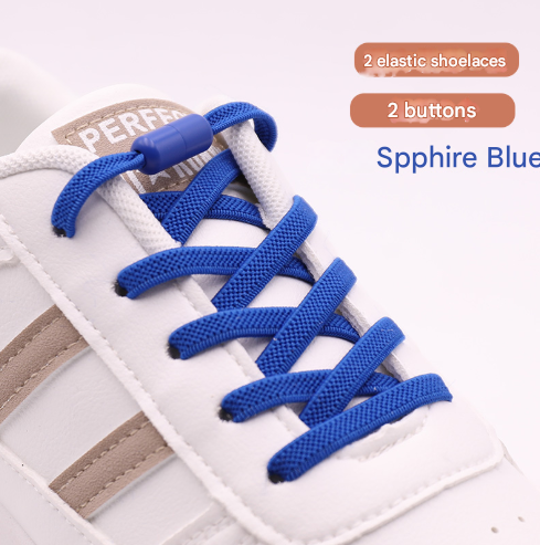 Blue No-Tie Elastic Shoelaces with Quick Lock System - Flat Tieless Laces for Kids and Adults V888-ELOSUNG33696