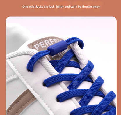 Blue No-Tie Elastic Shoelaces with Quick Lock System - Flat Tieless Laces for Kids and Adults V888-ELOSUNG33696