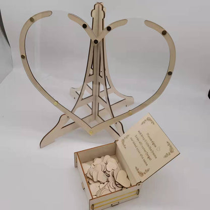 Rustic Wooden Heart Drop Box Guest Book - Eiffel Tower Frame for Wedding Signatures V888-ELOSUNG33700