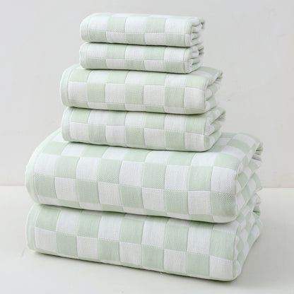 Light Green Ultra-Soft 100% Cotton Gauze 6-Piece Towel Set | Absorbent & Quick-Dry Bath Towel V888-ELOSUNG33703