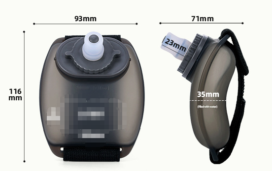 2-Pices Transparent Color Ergonomic Wearable Hydration Flask - Hands-Free Wrist Water Bottle for Running & V888-ELOSUNG33711
