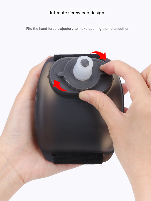2-Pices Black Ergonomic Wearable Hydration Flask - Hands-Free Wrist Water Bottle for Running & Sports V888-ELOSUNG33712