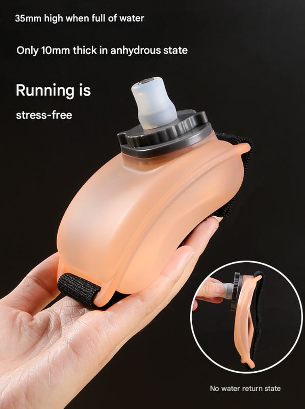 2-Pices Orange Ergonomic Wearable Hydration Flask - Hands-Free Wrist Water Bottle for Running & Sports V888-ELOSUNG33713