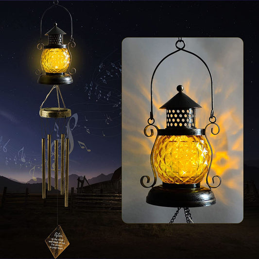 Vintage Solar Pineapple Wind Chime Light - Hanging Garden Decor V888-ELOSUNG33725