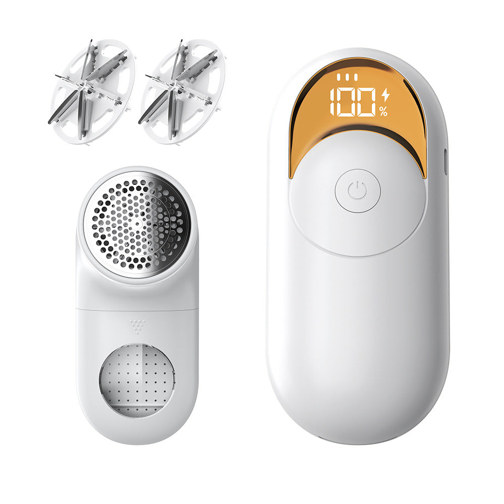 White Digital Display Electric Lint Remover - 3-Speed USB Rechargeable Fabric Shaverc V888-ELOSUNG33726