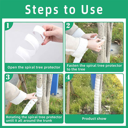 White 4-Pack Spiral Tree Trunk Protector Guard - Flexible Sapling Bark Shield V888-ELOSUNG33730