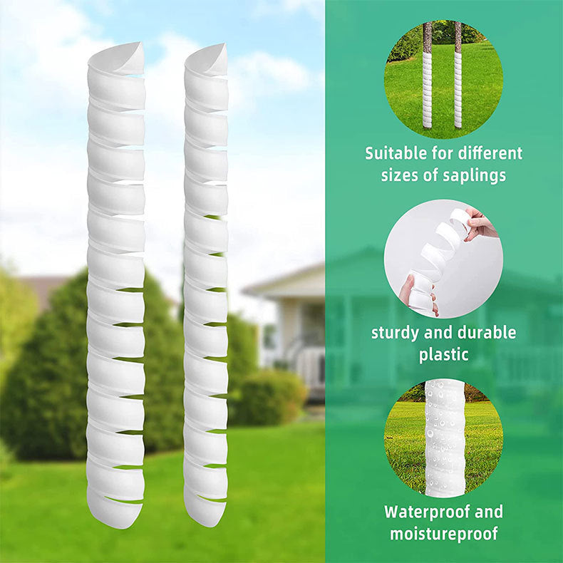 White 4-Pack Spiral Tree Trunk Protector Guard - Flexible Sapling Bark Shield V888-ELOSUNG33730