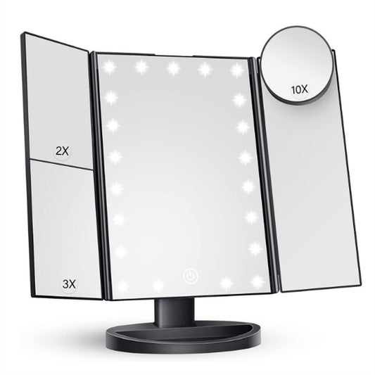 Black LED Lighted Tri-Fold Vanity Mirror with 2X/3X/10X Magnification V888-ELOSUNG33731