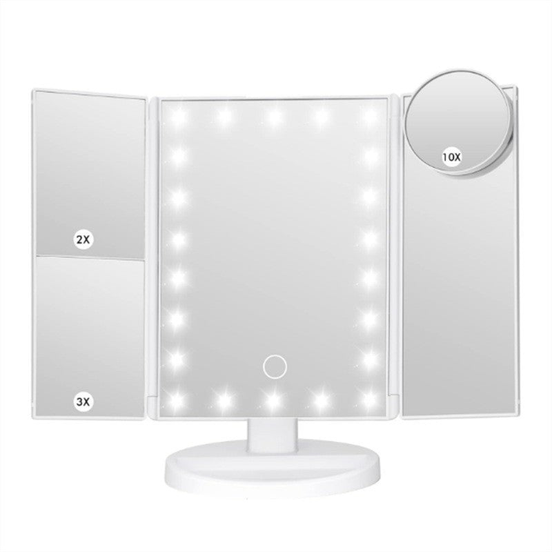 White LED Lighted Tri-Fold Vanity Mirror with 2X/3X/10X Magnification V888-ELOSUNG33732
