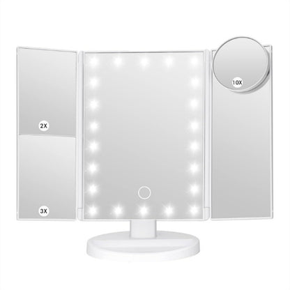 White LED Lighted Tri-Fold Vanity Mirror with 2X/3X/10X Magnification V888-ELOSUNG33732