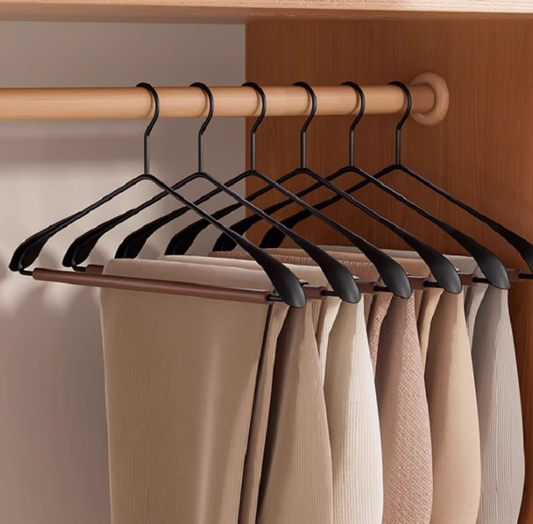 Premium Solid Wood Clothes Hangers Set of 6 - Wide Shoulder Non-Slip Suit Hangers V888-ELOSUNG33744